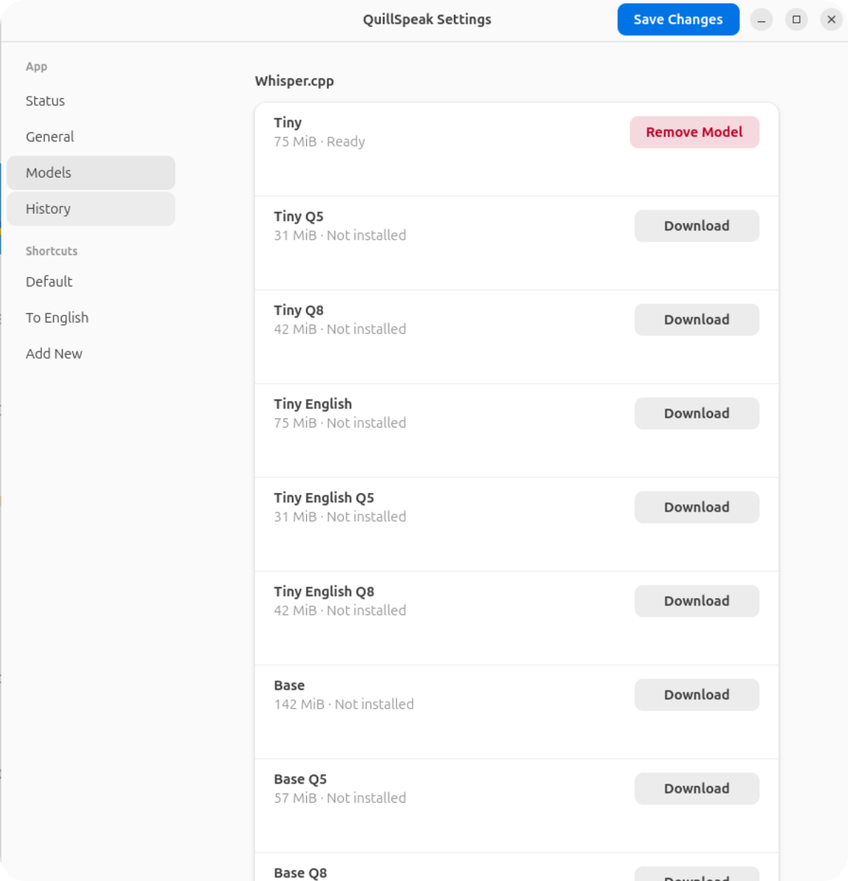 QuillSpeak model manager
